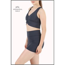 Miss Maral Kadın Antrasit Mini Şort Boxer Yüksek Bel  Fit Görünüm 11080
