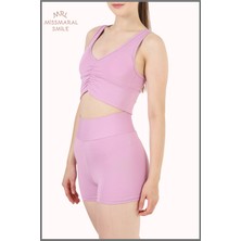 Miss Maral Kadın Mini Şort Boxer Lila Yüksek Bel  Fit Görünüm 11080