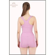 Miss Maral Kadın Mini Şort Boxer Lila Yüksek Bel  Fit Görünüm 11080