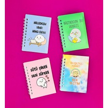 Giftmoda Mini 4'lü Mottolu Spiralli Defter