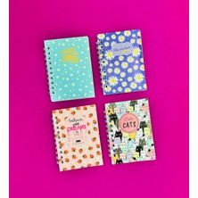 Giftmoda Mini 4'lü Renkli Desenli Spiralli Defter