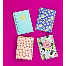 Giftmoda Mini 4'lü Renkli Desenli Spiralli Defter