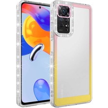 Xiaomi Redmi Note 11 Pro 5g Kılıf Simli ve Renk Geçiş Tasarımlı Lens Korumalı Zore Park Kapak-Pembe-