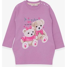 Breeze Kız Çocuk Tunik Ayıcık Baskılı Simli 1.5-5 Yaş, Eflatun