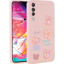 Galaxy A50 Kılıf Kabartma Figürlü Parlak Zore Toys Silikon Kapak-Pembe