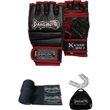 Dragon Do Kicker Mma Eldiven, Bandaj ve Dişlik Üçlü Koruma Gloves Giftoom Mma Kickboks , Boks