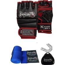 Dragon Do Kicker Mma Eldiven ,bandaj ve Dişlik Üçlü Koruma Gloves Giftoom Mma , Kickboks , Boks