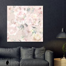 Gaagart Tekli Kare Kanvas Tablo Açık Renk Pembe Renkte Soft Çiçekler