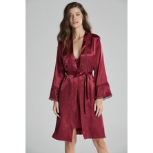 Pierre Cardin Kadın Bordo Saten Gecelik Sabahlık Pijama Takım 6'lı Gelin Çeyiz Seti - 6965