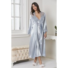 Pierre Cardin  Saten Gecelik Sabahlık Pijama Takım Şort Takım 6'lı Gelin Çeyiz Seti - 6425