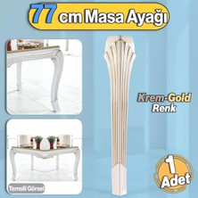 Badem10 Sütun Masa Dresuar Ayağı 77 cm Plastik Ayak Krem Altın Mutfak Yemek Masası Mobilya Ayakları Gold