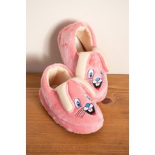 Albishoes Kız Çocuk Panduf Ev Patiği Pamuk Astarlı Tavşan Figür Ev Kreş Ayakkabısı Sevimli Tavşan