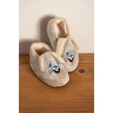 Albishoes Kız Çocuk Panduf Ev Patiği Pamuk Astarlı Tavşan Figür Ev Kreş Ayakkabısı Sevimli Tavşan