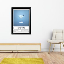 Naval Art Martini Kokteyl Temalı Pinterest Tasarım Poster Siyah Çerçeveli Tablo