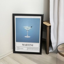 Naval Art Martini Kokteyl Temalı Pinterest Tasarım Poster Siyah Çerçeveli Tablo