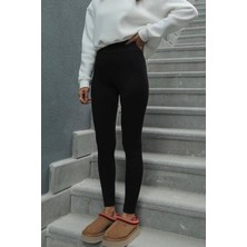 Yakamel Kadın Yüksek Bel Toparlayıcı Beli Tam Saran Parlak Spor Tayt