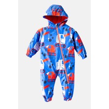 Modacity Iş Makinası Vinç Figürlü Pamuk Astarlı Fermuarlı Kapüşonlu Çocuk&bebek Yağmurluk Tulum Mont