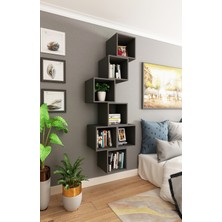 Dekormer Design Kitaplık Kare Duvar Rafı 7 Li Takım Antrasit