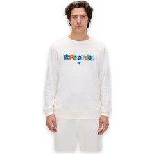 Bad Bear Furry Beyaz Erkek Baskılı Sweatshirt