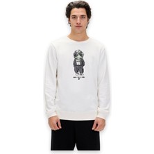 Bad Bear Gator Beyaz Erkek Baskılı Sweatshirt