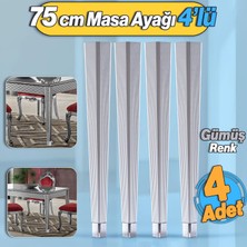 Badem10 4 Adet Elit Plastik Masa Dresuar Ayağı 75 cm Gümüş Gri Ayak Mutfak Yemek Masası Mobilya Ayakları