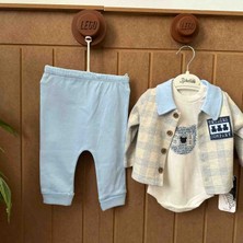 Minijoy Kids Ayıcık Kareli Hırkalı 3'lü Takım