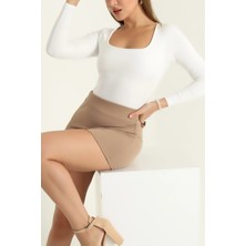 Centeno Önü Çift Katlı Kare Yaka Çıtçıtlı Bodysuit