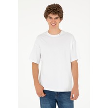 U.S. Polo Assn. Erkek Oversize Fit Bisiklet Yaka Beyaz Tişört 50294288-VR013