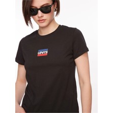 Levi's Levis  Bisiklet Yaka Baskılı Siyah Kadın T-Shirt A2086-0258