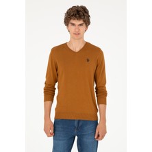 U.S. Polo Assn. Erkek Slim Fit V Yaka Coconut Basic Kazak 50293512-VR153