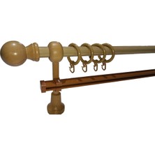 Perdemix Klasik Ahşap Rustik Perde Askısı Tek Raylı 28 Mm Metal Borulu