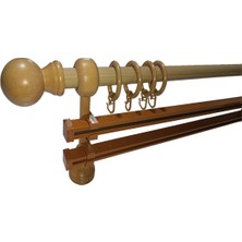 Perdemix Klasik Ahşap Rustik Perde Askısı Çift Raylı 28 Mm Metal Borulu