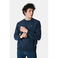 Levi's Logolu Bisiklet Yaka Mavi Erkek Sweatshirt - A6335-0003