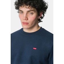 Levi's Logolu Bisiklet Yaka Mavi Erkek Sweatshirt - A6335-0003