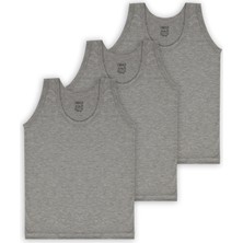 Erkek Çocuk Gri Atlet 3'lü Paket %100 Pamuklu Penye