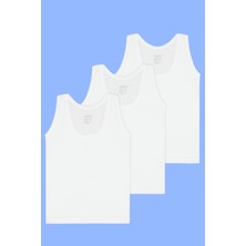 Erkek Çocuk Beyaz Atlet 3'lü Paket %100 Pamuklu Penye