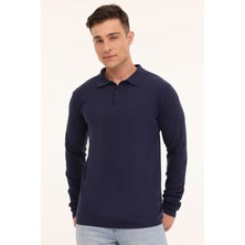 Kinetix MB SN329 Ukol Polo 4pr Lacivert Erkek Uzun Kol T-Shirt