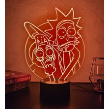 Lerad-Lazer Art Rıck And Morty 3D Gece Lambası. 16 Renk+Dokunmatik ve Uzaktan Kumandalı Işık. Hediye Olarak Mükemmeldir.