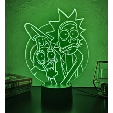 Lerad-Lazer Art Rıck And Morty 3D Gece Lambası. 16 Renk+Dokunmatik ve Uzaktan Kumandalı Işık. Hediye Olarak Mükemmeldir.