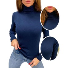 Alya Underwear Kaşkorse Tam Boğazlı Body Sweatshirt, Lacivert, Xl