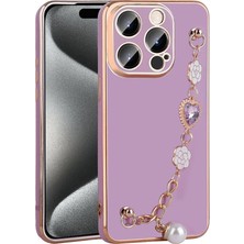 Farma İletişim Teknolojileri Apple iPhone 15 Pro Max Kılıf El Tutamaçlı Kamera Korumalı Taka Silikon Kapak - Mor