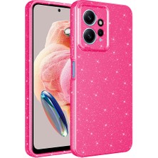 Farma İletişim Teknolojileri Xiaomi Redmi Note 12 4g Kılıf Kamera Korumalı Simli Lüks Koton Kapak - Pembe Koyu