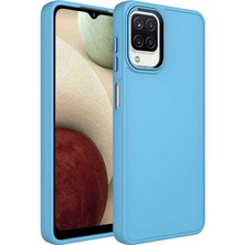 Farma İletişim Teknolojileri Samsung Galaxy M12 Kılıf Metal Çerçeve ve Buton Tasarımlı Silikon Luna Kapak - Sierra Mavi