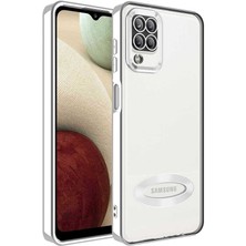 Farma İletişim Teknolojileri Samsung Galaxy M12 Kılıf Kamera Korumalı Logo Gösteren Omega Kapak - Gümüş