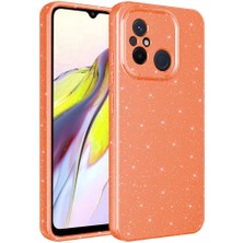 Farma İletişim Teknolojileri Xiaomi Redmi 12C Kılıf Kamera Korumalı Simli Lüks Koton Kapak - Turuncu