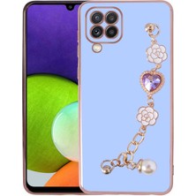 Farma İletişim Teknolojileri Samsung Galaxy A22 4g Kılıf El Tutamaçlı Kamera Korumalı Taka Silikon Kapak - Mor