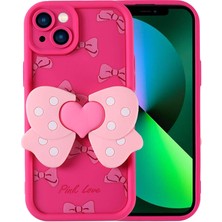 Farma İletişim Teknolojileri Apple iPhone 13 Kılıf Kamera Korumalı Figür Tasarımlı Kapya Kapak - Pembe Koyu