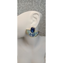 Lilly And Molly Jewelry Yarım Ay Mermer Desenli Çelik Küpe