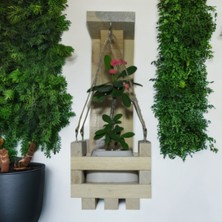 Your Dream House Doğal Ham Ahşap Dekoratif Tekli Raflı Duvar Saksılık