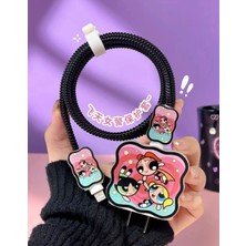 iPhone Powerpuff Girls Desenli 18W/20W Uyumlu Şarj Aleti Kılıfı, Toparlayıcı, Kablo Koruyucu